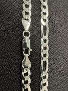 Men's 7mm Solid .925 Sterling Silver Flat Figaro Chain Link Italy Necklace 24"