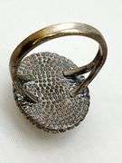 Vintage 925 Sterling Silver Oval Yellow Jasper With Beaded Border Ring