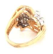 14kt Yellow gold 1.15ctw diamond cluster ring with a bypass shank