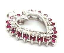 Pretty14K WG Ruby and Diamond Heart Pendant