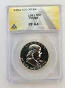 1961 Proof Franklin Half Dollar, ANACS PF64