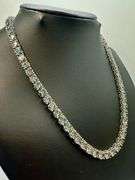 Huge Sparkling 69 Cttw Steel Blue Gray Fire Moissanite White Gold Plate Tennis Necklace