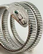 925 Sterling Silver And Stainless Steel Crystal Triple Wrap Snake Bracelet