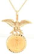 1/10th oz Eagle in Eagle pendant frame on chain