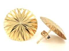 18kt Yellow gold diamond cut starburst stud earrings