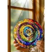 Rainbow Spiral Stained Glass Suncatcher