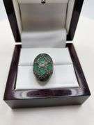 Natural Emerald Gemstone Beads, pendent: 925 Sterling Silver, Pave Diamond Accent Jewelry,