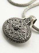 925 Sterling Silver Vintage Atr Deco Marcasite Pendant With Foxtail Suarti Chain Necklace           