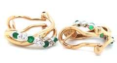 18kt Yellow gold emerald and diamond earrings