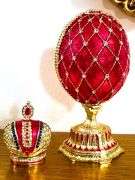 Ruby Fabergé Egg Style Trinket Box – Luxury Austrian Crystal & 24K Gold Decor