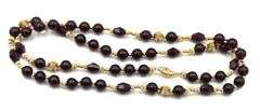 Garnet bead and gold ball beaded necklace in 14kt yellow gold
