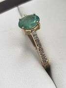 Very fine one Emerald ring in silver 14k gold plated with diamond accent