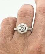 925 Sterling Silver TW One Carat Brilliant Cut Moissanite Halo Engagement Ring
