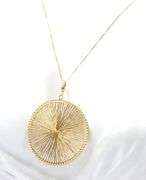 14kt Yellow gold Woven gold disk pendant on chain