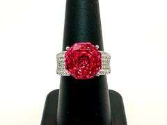 Stunning 14 kt. White Gold Plate 5 Ct Rose Cut Simulated Red Ruby Ring