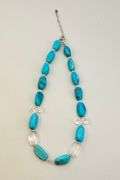 925 Sterling Silver CBARSE Turquoise and Crystal Necklace