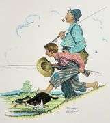 Exclusive Norman Rockwell Signed Limited Edition Lithograph "Fishing" with Pubilshers Certificate