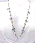 18kt White gold diamond and round and Briolette cut Tanzanite link chain necklace