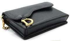 Italian black leather small wallet belt bag