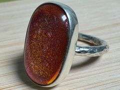Sterling Silver 925 One of a Kind Dichroic Glass Ring Size 7