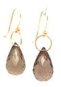 14kt Yellow gold teardrop smokey quartz dangle earrings