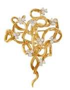 Vintage 0.80ctw Diamond Freeform French Pendant Brooch in 18kt