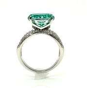 Stunning 14 kt White Gold Plate 5 Ct Rose Cut Simulated Paraiba Tourmaline Ring