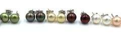 7 Pair of multi color pearl stud earrings in 925 sterling silver