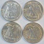 4 diff. Lovely 'P' Mint Walking Liberty Half Dollars from 1942 to 1946