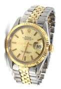 Rolex date just 2 tone 18kt Fluted bezel on Jubilee bracelet watch