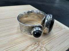 Sterling Silver Black Onyx Gemstone Cab Ring Size 10