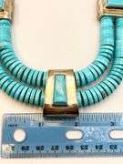 925 Native American Sterling Silver Turquoise tab And Heishi Necklace