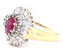 14kt Yellow gold ruby and diamond cluster ring