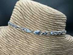 Sterling Silver Diamond-Cut Figaro Link Chain 3.9mm Solid 925 Italy Bracelet 8" inch