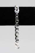 .925 Italian Sterling Silver 9.7mm Curb Chain Bracelet 9 Inches