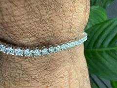 Rhodium Plated 925 Sterling Silver Moissanite Stone 3mm Tennis Bracelet 7 Inch