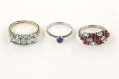 Natural Gemstones in Sterling - Lot of 3