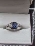 Very fine Tanzanite ring in silver , GGA certified