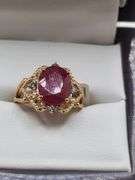 Very fine one Ruby 4.48 CW ring in silver 14k gold plated