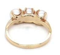 10kt Yellow gold 6mm white fresh-water pearl 3 stone ring