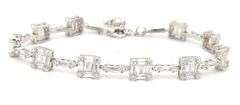 925 Sterling silver princess and round cubic zirconia bracelet