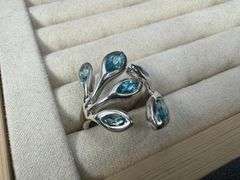 Sterling Silver Natural Gemstone Blue Topaz Ring Size 9