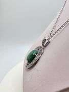 Magnificent Emerald and diamond in Silver Necklace– GLA Certified