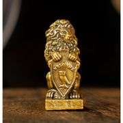 Vintage-Style Brass Guardian Lion with Shield