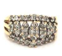10kt Yellow gold diamond cluster ring