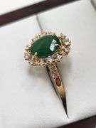 Very fine one Emerald ring in silver 14k gold plated with diamond accent