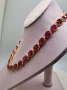 Unbelievable very fine Ruby and diamond Necklace in Silver – GGA Certified