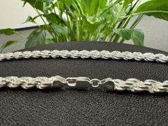 Sterling Silver Heavy Diamond-Cut Rope Chain 7mm Solid 925 Italy New Men's Necklace 24"