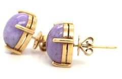 18kt Yellow gold Lavender Jade stud earrings