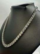 Huge Sparkling 69 Cttw Steel Blue Gray Fire Moissanite White Gold Plate Tennis Necklace
